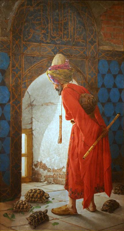 Osman Hamdy Bey The Tortoise Trainer oil painting picture